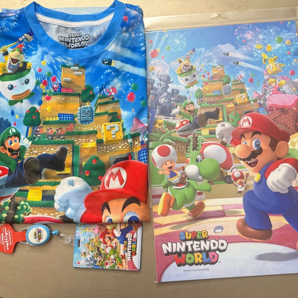 Super Nintendo Mario World Mens Large Universal Studios Hollywood Shirt bundle